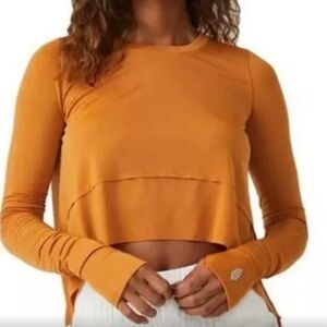 Free People NWT Tempo Long Sleeve Breeze Tee Russet Orange Size Small